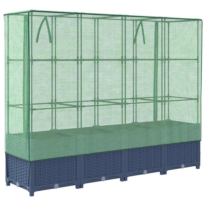 vidaXL Rattan Hatású Magaságyás Üvegháztakaróval 160x40x138cm