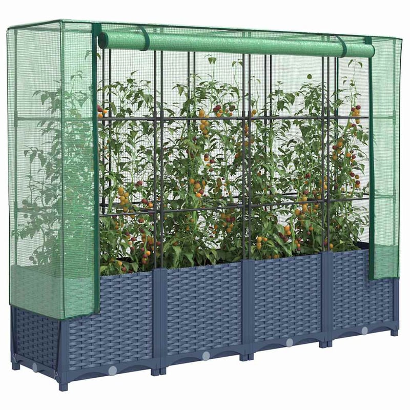 vidaXL Rattan Hatású Magaságyás Üvegháztakaróval 160x40x138cm