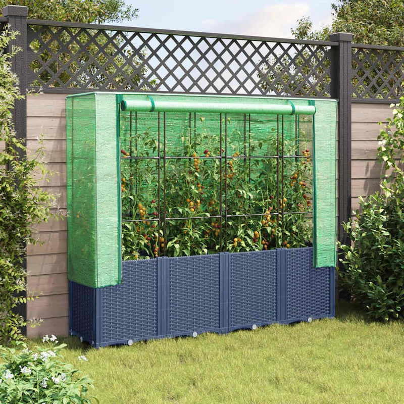 vidaXL rattan hatású magaságyás üvegháztakaróval 160x40x153cm