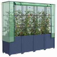 vidaXL rattan hatású magaságyás üvegháztakaróval 160x40x153cm 2