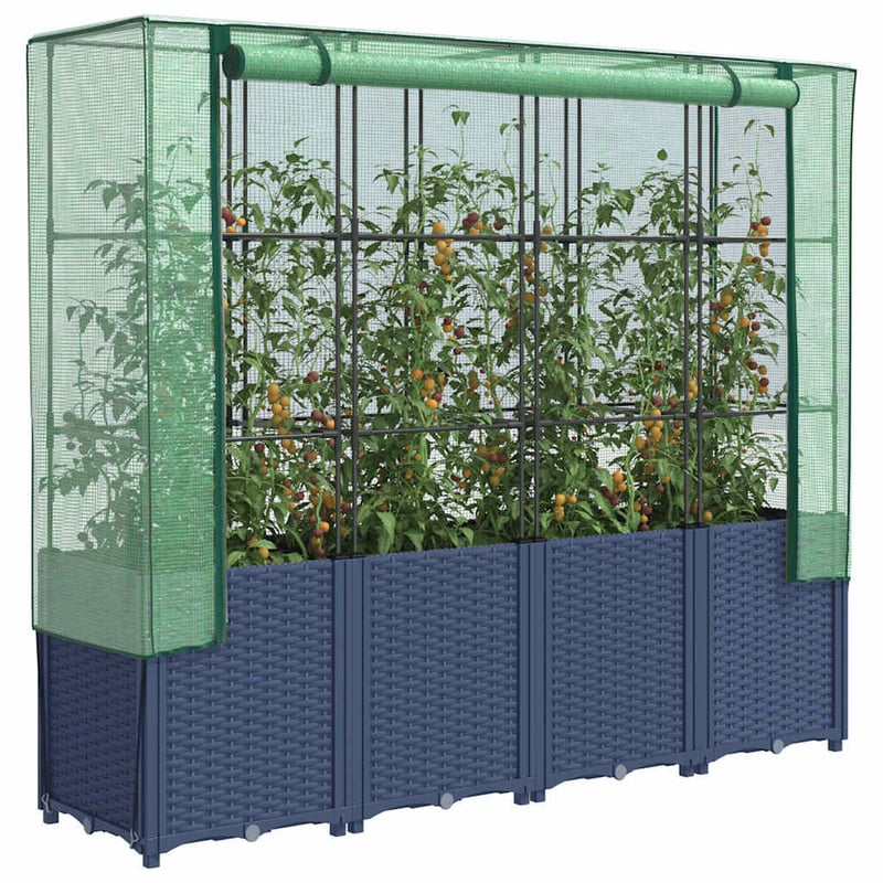 vidaXL rattan hatású magaságyás üvegháztakaróval 160x40x153cm