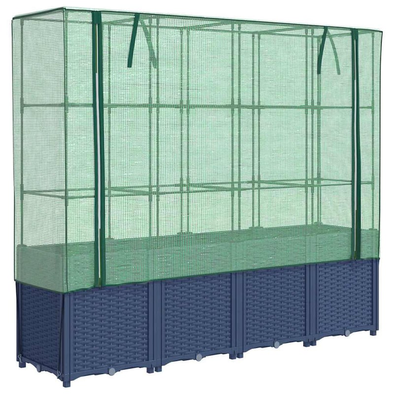 vidaXL rattan hatású magaságyás üvegháztakaróval 160x40x153cm
