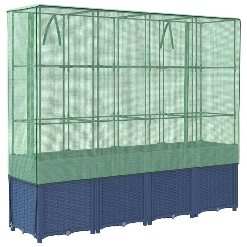 vidaXL rattan hatású magaságyás üvegháztakaróval 160x40x153cm