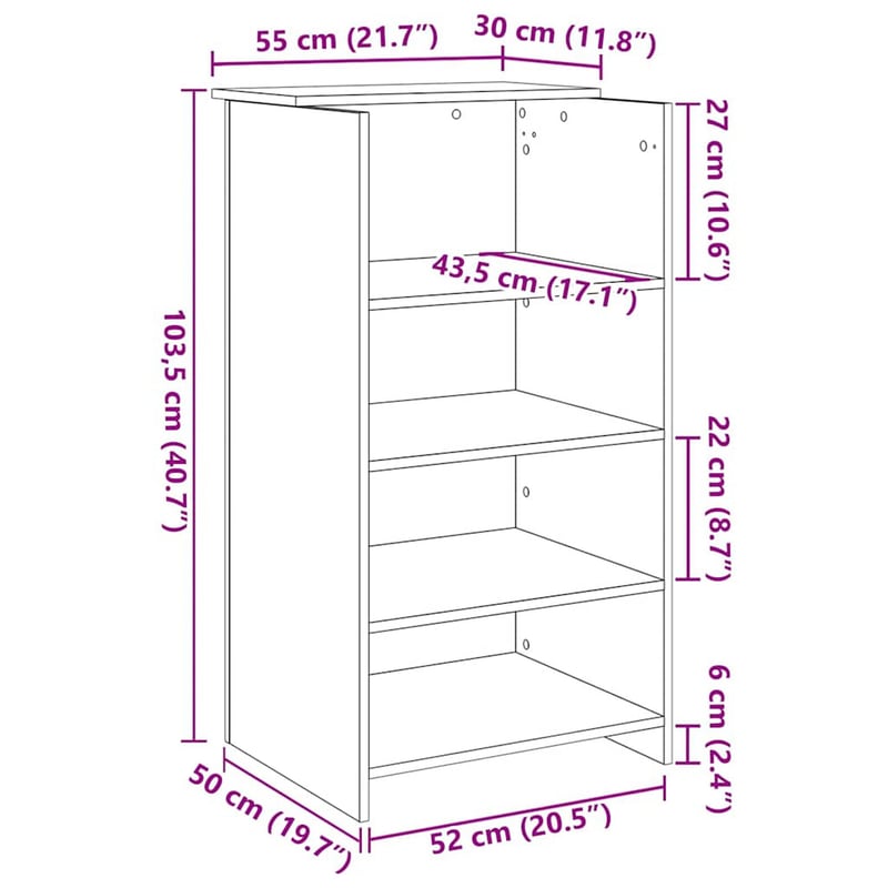 vidaXL recepciós pult betonszürke 55x50x103,5 cm szerelt