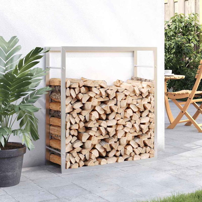 vidaXL rozsdamentes acél tűzifatárolóhoz 80x28x86 cm