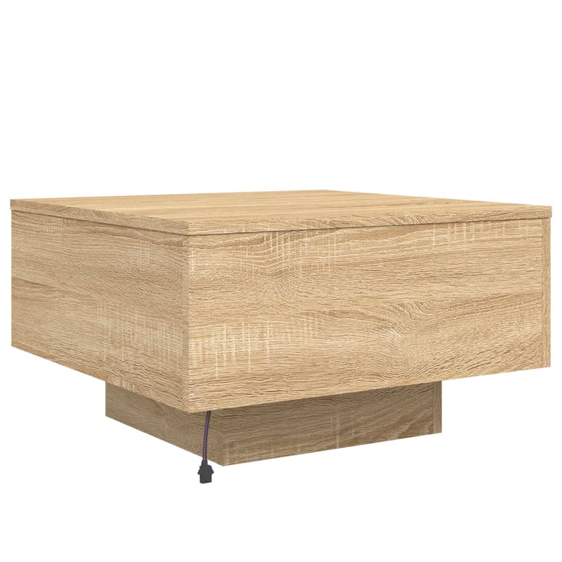 vidaXL Sonoma tölgy dohányzóasztal LED világítással 55x55x31cm