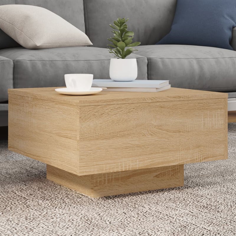 vidaXL Sonoma tölgy dohányzóasztal LED világítással 55x55x31cm