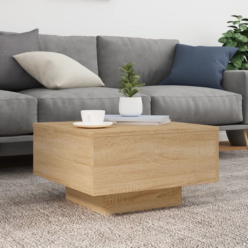 vidaXL Sonoma tölgy dohányzóasztal LED világítással 55x55x31cm