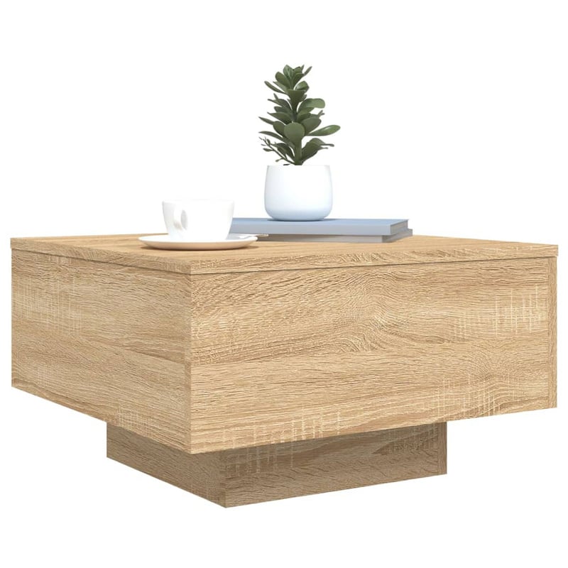 vidaXL Sonoma tölgy dohányzóasztal LED világítással 55x55x31cm
