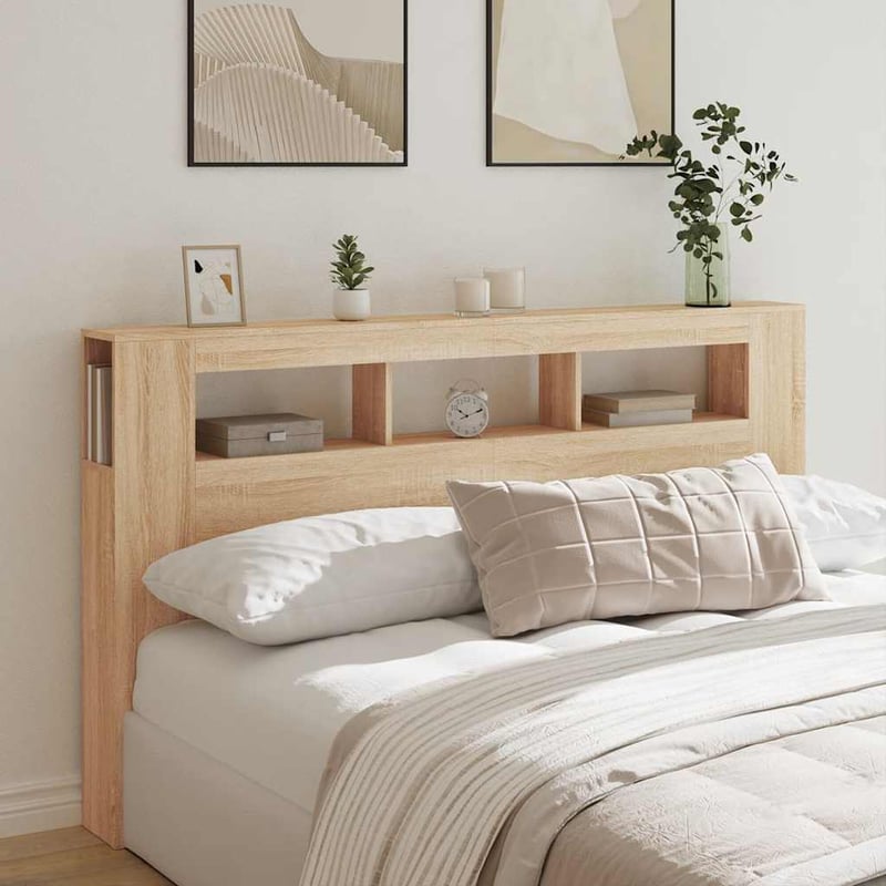 vidaXL Sonoma tölgy LED-es fejtámla 180 cm szerelt fa