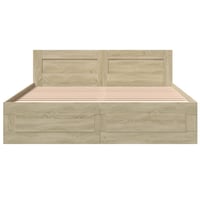 vidaXL Cadru de pat cu tăblie, stejar Sonoma, 160x200 cm, din lemn prelucrat, mobilier de dormitor 5