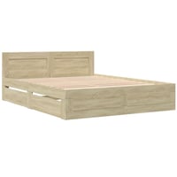 vidaXL Cadru de pat cu tăblie, stejar Sonoma, 160x200 cm, din lemn prelucrat, mobilier de dormitor 3