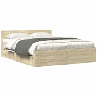 vidaXL Cadru de pat cu tăblie, stejar Sonoma, 160x200 cm, din lemn prelucrat, mobilier de dormitor 1