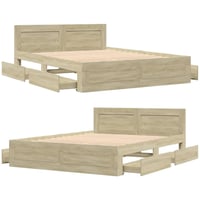vidaXL Cadru de pat cu tăblie, stejar Sonoma, 160x200 cm, din lemn prelucrat, mobilier de dormitor 8