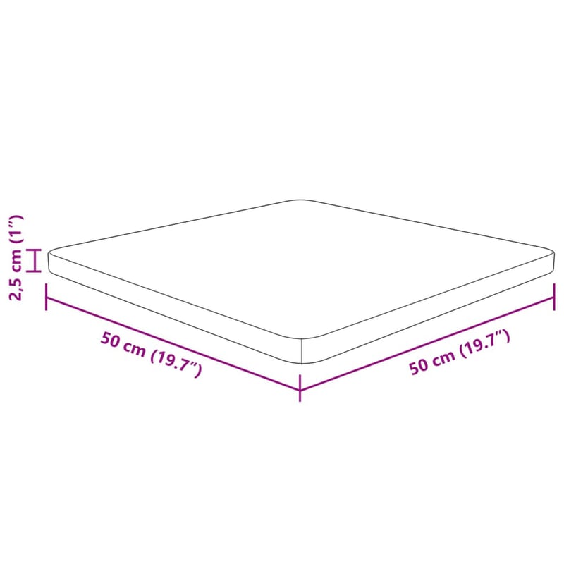 vidaXL Sötétbarna Tömör Tölgyfa Asztallap 50x50cm Négyzet