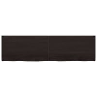 vidaXL sötétbarna tömör tölgyfa fali polc 220x60 cm 3