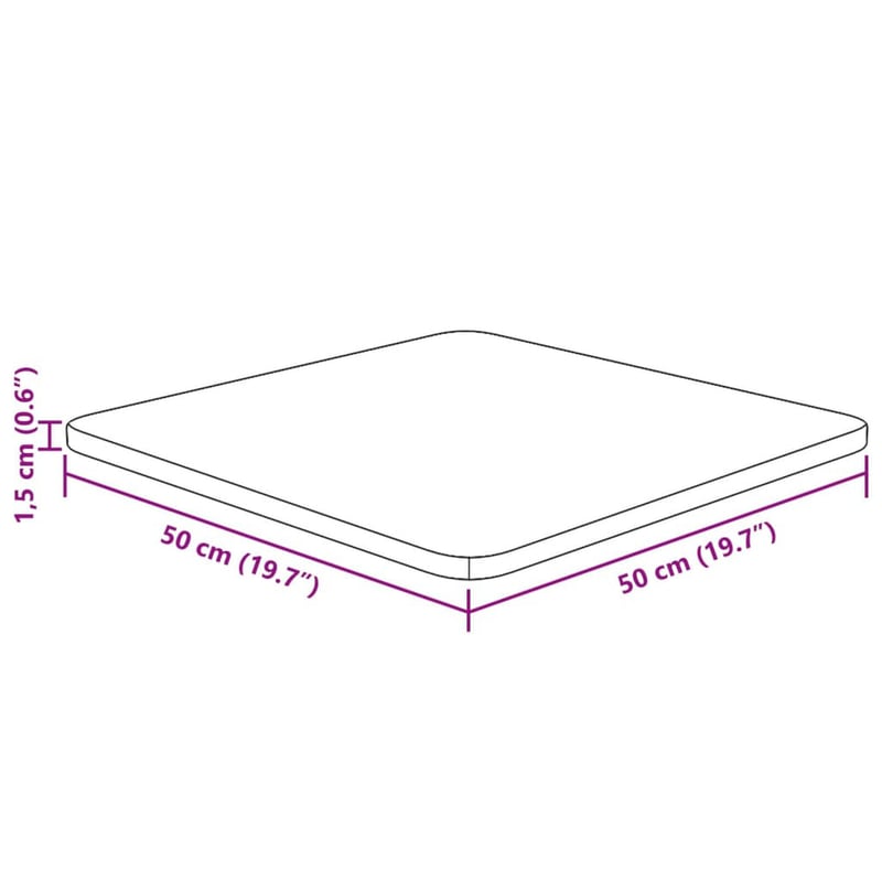 vidaXL sötétbarna tömör tölgyfa négyzet asztallap 50x50 cm