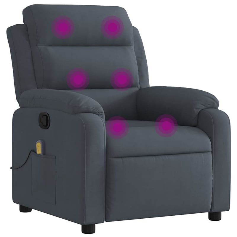 vidaXL sötétszürke bársony dönthető masszázsfotel relaxációhoz