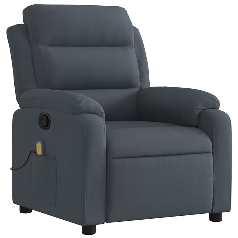 vidaXL sötétszürke bársony dönthető masszázsfotel relaxációhoz