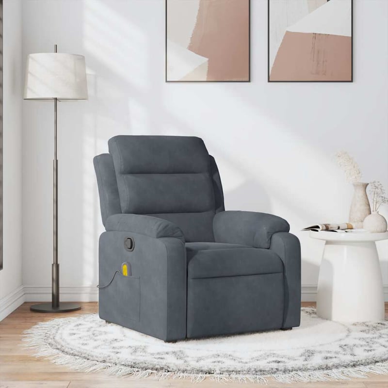 vidaXL sötétszürke bársony dönthető masszázsfotel relaxációhoz