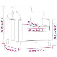 vidaXL sötétszürke bársony fotel 60 cm 8