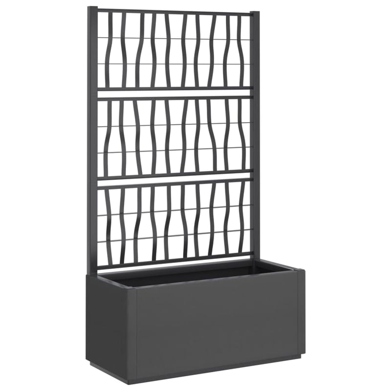 vidaXL sötétszürke PP rácsos kerti ültetőláda 80x36x140 cm