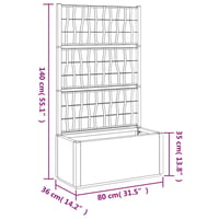 vidaXL sötétszürke PP rácsos kerti ültetőláda 80x36x140 cm 9