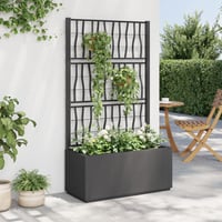 vidaXL sötétszürke PP rácsos kerti ültetőláda 80x36x140 cm 2