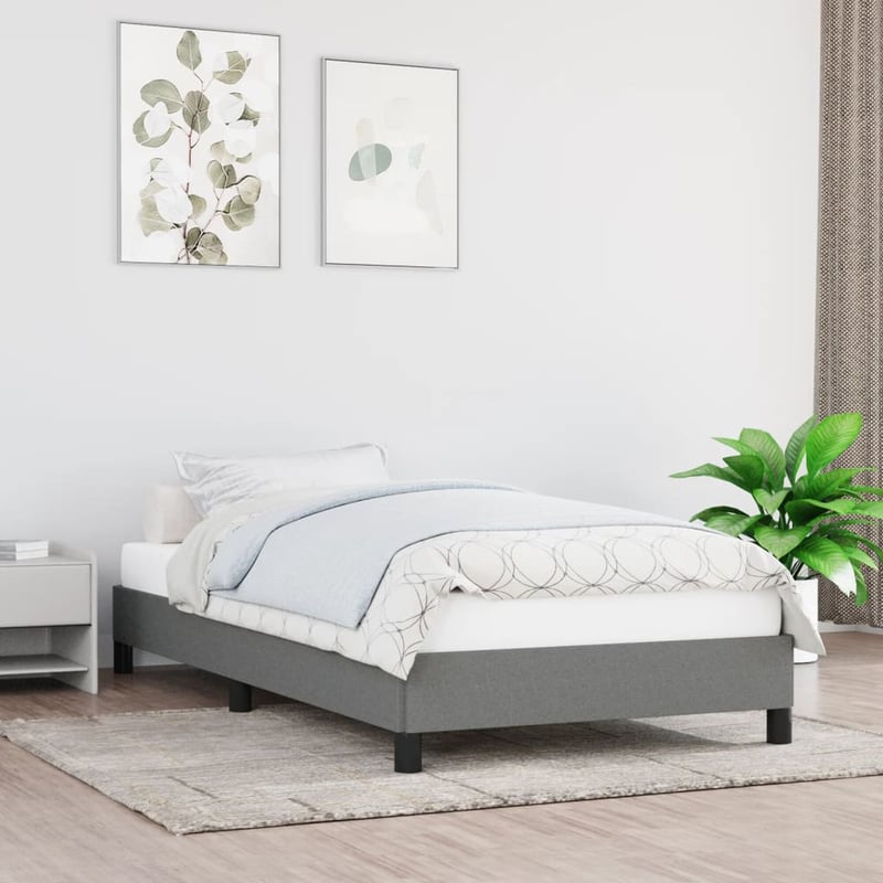 vidaXL sötétszürke szövet ágykeret 100x200 cm matrac nélkül