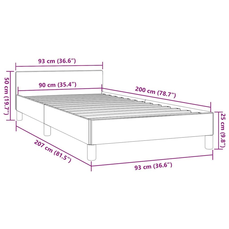 vidaXL sötétszürke szövet ágykeret 90x200 cm matrac nélkül