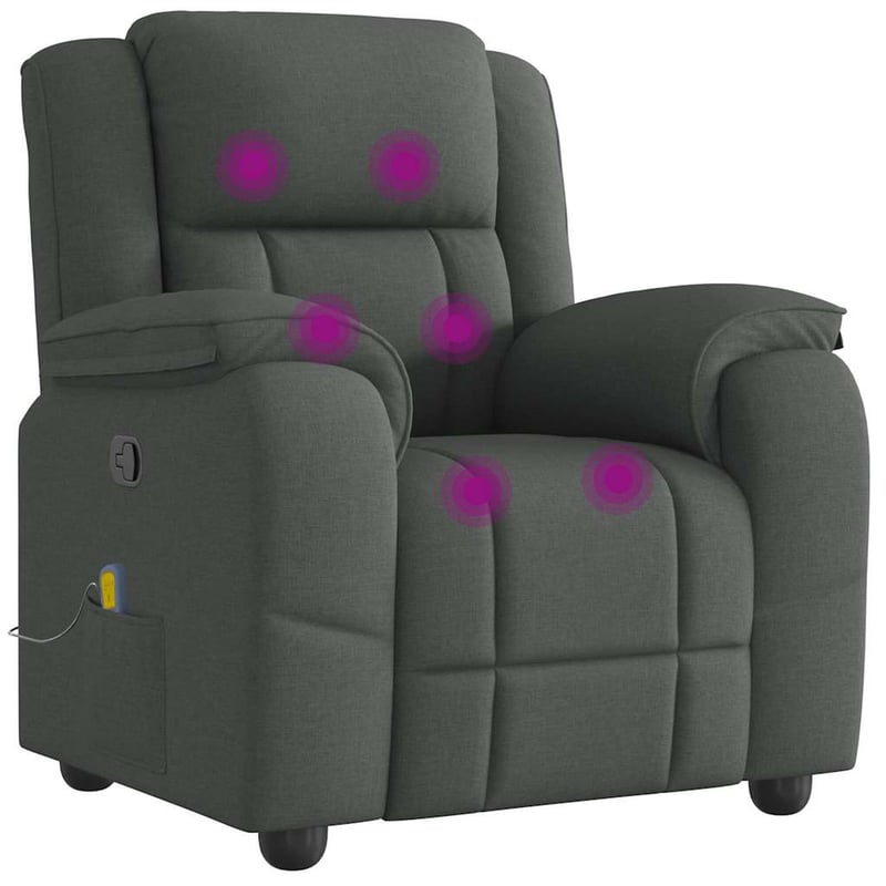 vidaXL sötétszürke szövet dönthető masszázsfotel relaxációs funkcióval
