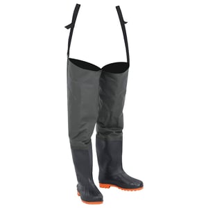 vidaXL Pantaloni de pescuit cu pieptar, verde închis, mărimea 44 - Costum impermeabil pentru pescuit