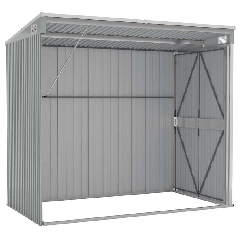 vidaXL szürke acél kerti fészer 118x194x178 cm falhoz erősíthető