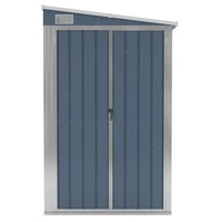 vidaXL szürke acél kerti fészer 118x194x178 cm falhoz erősíthető 3