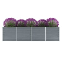 vidaXL szürke horganyzott acél kerti magaságyás 320x80x77 cm 2