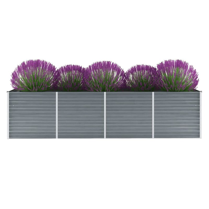 vidaXL szürke horganyzott acél kerti magaságyás 320x80x77 cm