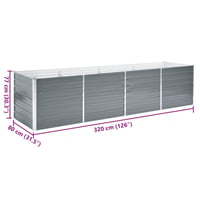 vidaXL szürke horganyzott acél kerti magaságyás 320x80x77 cm 7