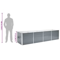 vidaXL szürke horganyzott acél kerti magaságyás 320x80x77 cm 8