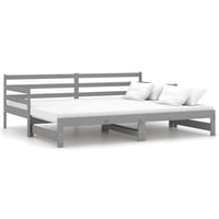 vidaXL szürke kihúzható kanapéágy fenyőfából 90x200 cm 1