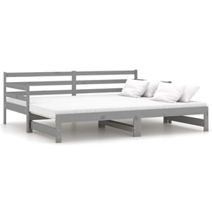 vidaXL rozkladacia pohovka z borovicového masívu, bez matraca - sivá - 2x90x200 cm