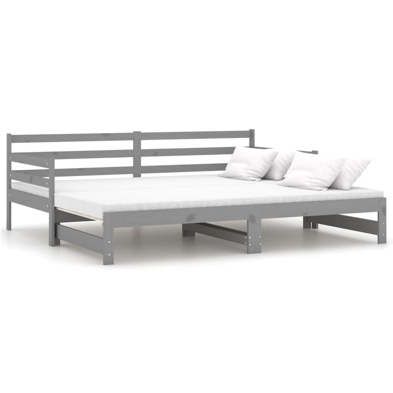 vidaXL szürke kihúzható kanapéágy fenyőfából 90x200 cm