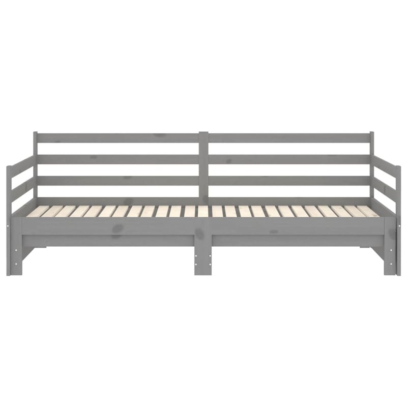 vidaXL szürke kihúzható kanapéágy fenyőfából 90x200 cm