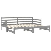 vidaXL szürke kihúzható kanapéágy fenyőfából 90x200 cm 5