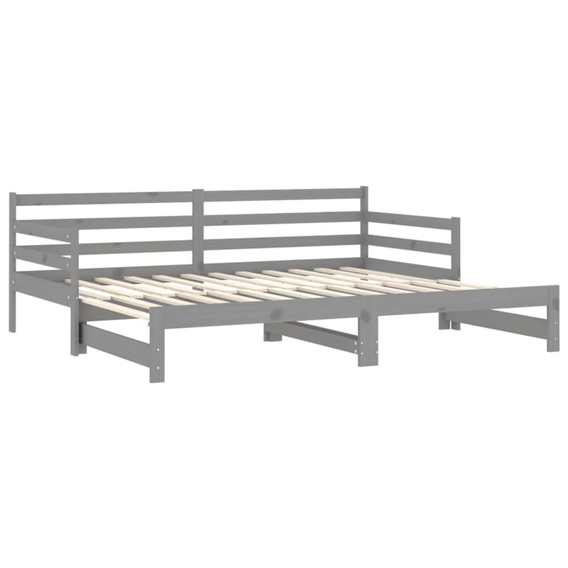vidaXL szürke kihúzható kanapéágy fenyőfából 90x200 cm