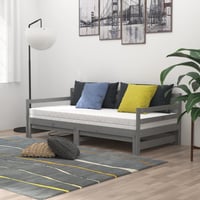 vidaXL szürke kihúzható kanapéágy fenyőfából 90x200 cm 3