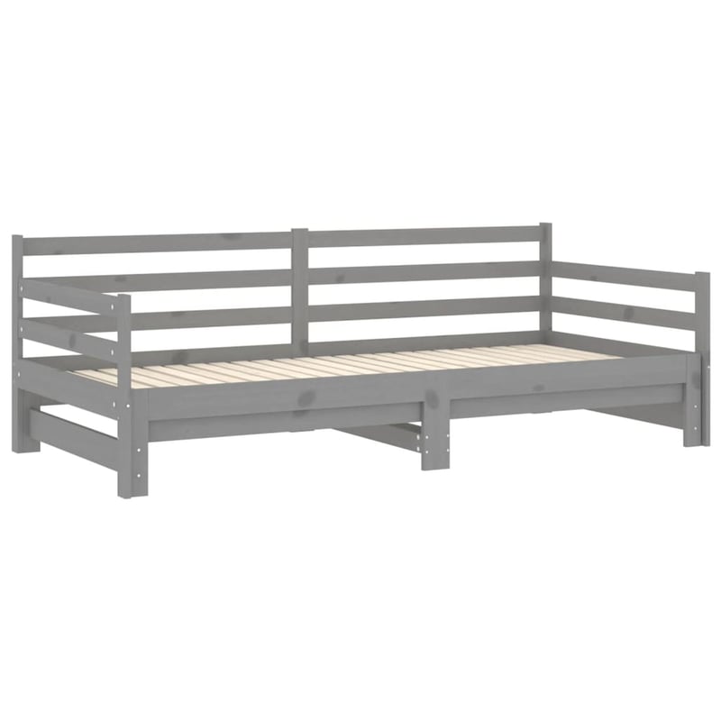 vidaXL szürke kihúzható kanapéágy fenyőfából 90x200 cm