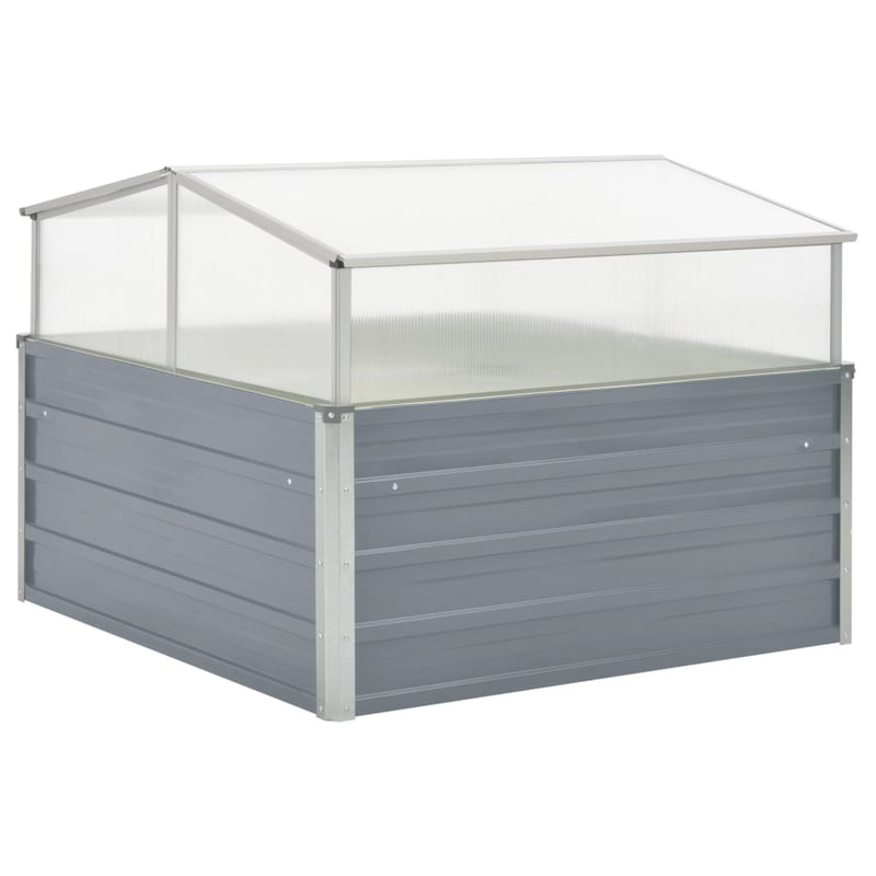 vidaXL szürke melegház horganyzott acélból 100x100x85 cm