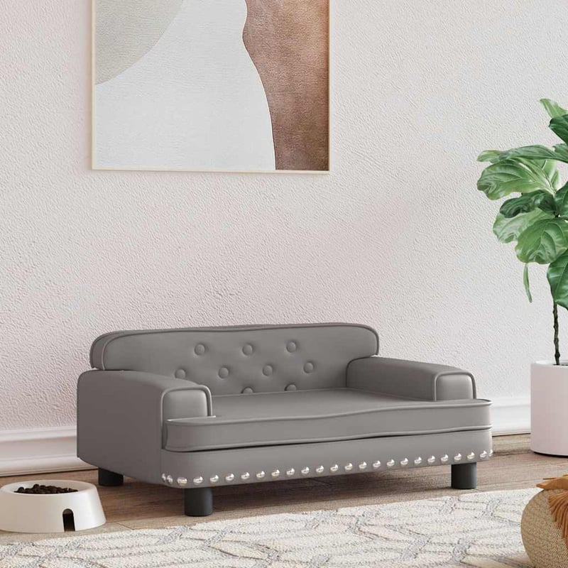 vidaXL szürke műbőr kutyaágy 70x45x30 cm