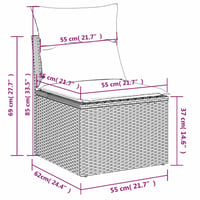 vidaXL szürke polyrattan kerti kanapé párnával 9
