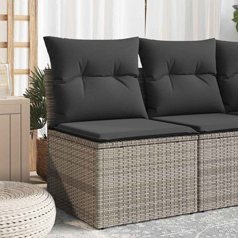 vidaXL szürke polyrattan kerti kanapé párnával